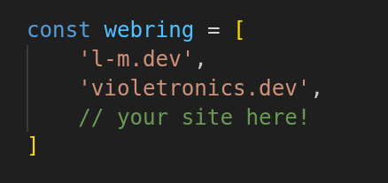 the webring array in code